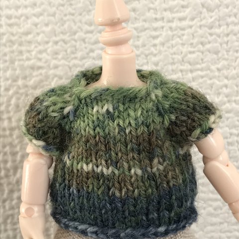 オビツ11 opalの毛糸の手編みの半袖セーター