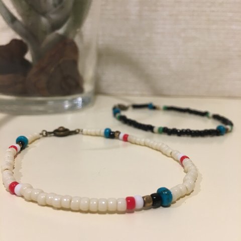 Men's Beads x Turquoise Bracelet 【Ivory】