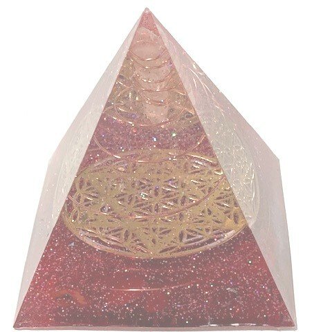 オルゴナイト　ピラミッド　フラワーオブライフ　レッド