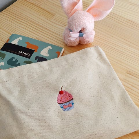 さくらんぼのカップケーキ🧁刺繍サコッシュ