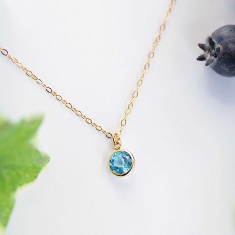 K14GF【swiss blue topaz】スイスブルートパーズ・ネックレス［ブルートパーズ］