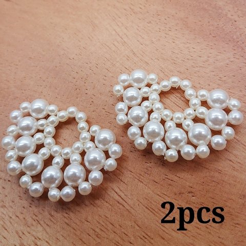 【pr109 ２個set】【chmm312pprr】semicircle pearl parts　 　パール 半円 扇形 チャーム