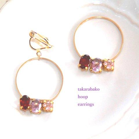 -kimi no kutibbiru 2 - Spinel & Amethyst & Garnet Earrings