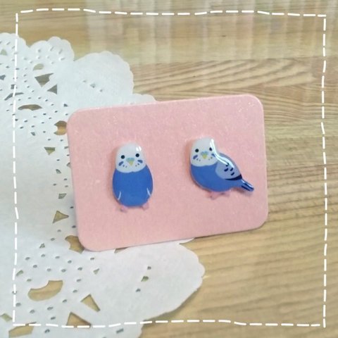 【☆送料無料☆】ミニピアス/イヤリング/ぷちピンバッジセット♥インコ