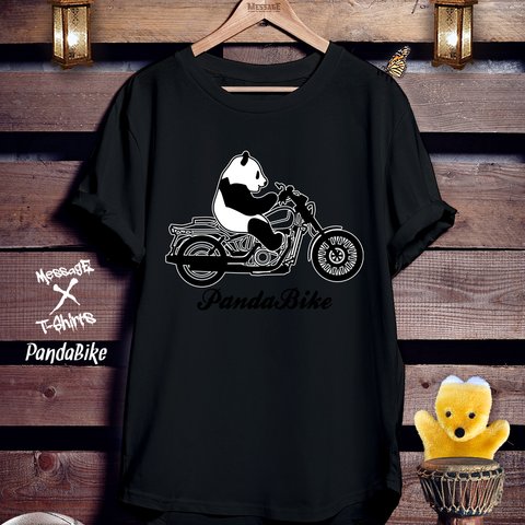 パンダバイク黒Tシャツ「PandaBike」