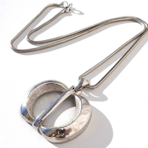 70s vintage silver color pendant necklace