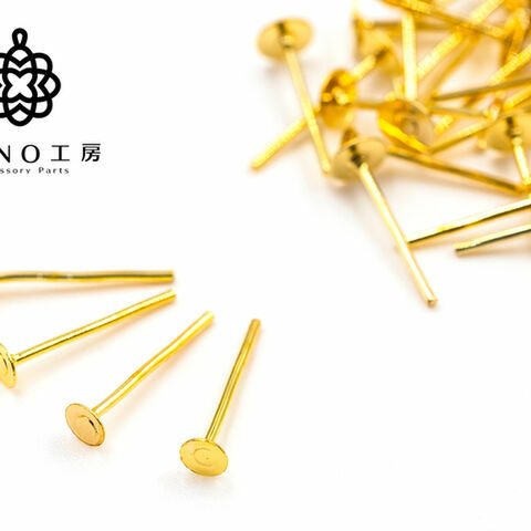 期間限定　倍増セール 3mm 丸皿ピアス ゴールド キャッチ付き★200個★平皿ピアス 　ポストピアス　基礎パーツ