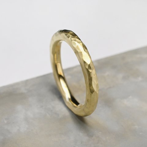 つや消し槌目 真鍮ラウンドプレーンリング 3.0mm幅 マットハンマー｜BRASS RING｜899