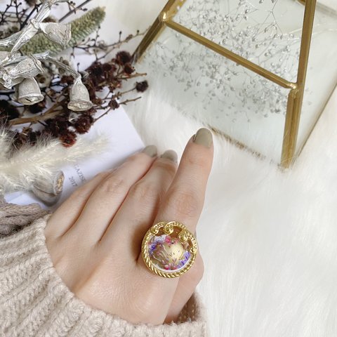 flower button ring