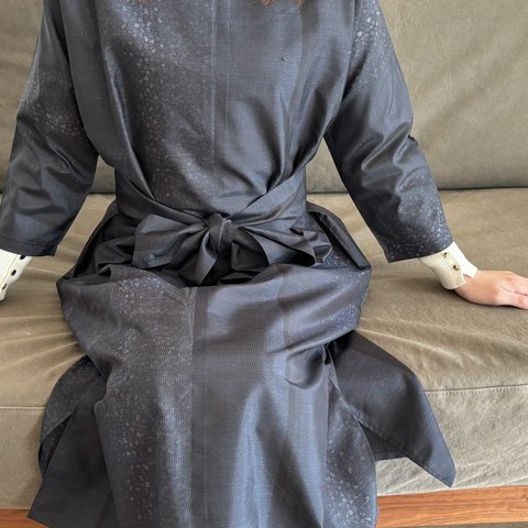 【訳あり特価】着物リメイクシンプルワンピース〜四季で心地良い上質大島紬素材〜kimono remake simple onepiece よかきもの