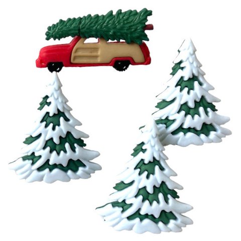 アメリカDress it up! ボタン もみの木探し B-2858 クリスマスツリー ピックアップトラック 森 雪