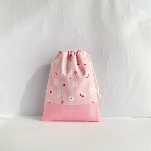 20×15  コップ袋　　くま　うさぎ　ねこ　ピンク
