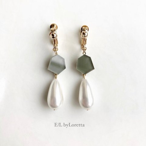 KAKERA Shizuku pearl pierce /earring(Khaki)