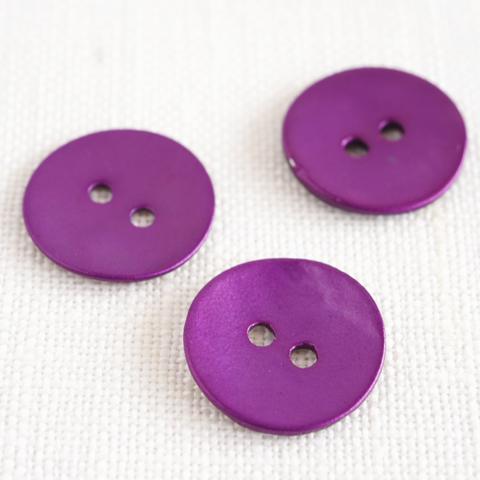 (3個) 15mm 貝ボタン マットパープル フランス製 ＊ シェルボタン 紫