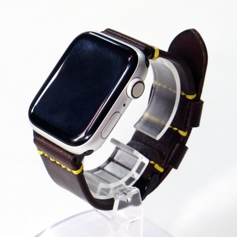 Apple Watch 腕時計ベルト 腕時計バンド 牛革レザー 全ケースサイズ制作 チョコレートブラウン 焦茶色