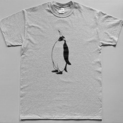 ペンギンＴシャツ、penguin, 半袖シャツ、グレー、オリジナルデザイン