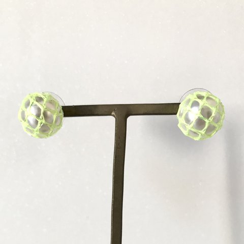 Pearl Neon Yellow Net Earrings