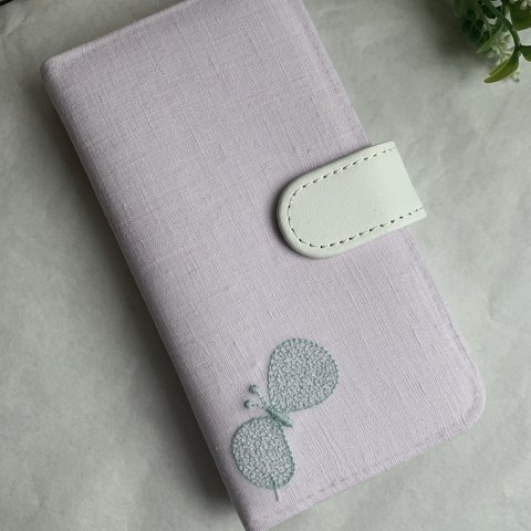 ミナペルホネン＊　lavender choucho ＊iPhoneケース手帳型