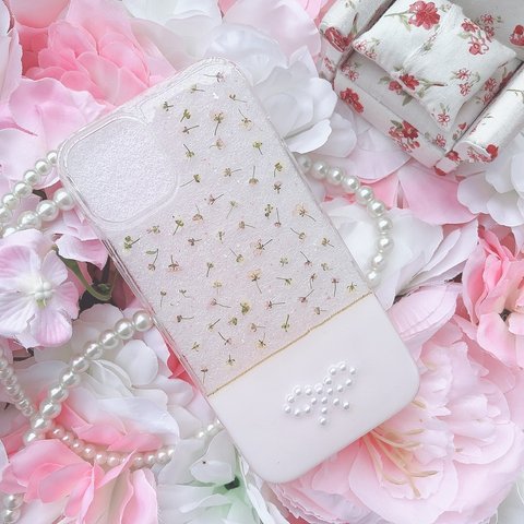 ホワイトピンクのアリッサムのスマホケース♡iPhone♡GALAXY♡Xperia oppo reno