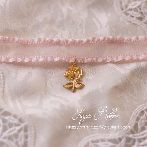 frill ribbon rose ♡ choker