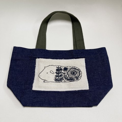 モルモット 刺繍 ランチトートバッグ②