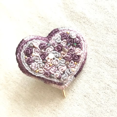 【ビーズ刺繍】ローズガーデン🌹ハート ポニーフック(オータムローズ)