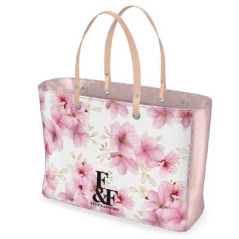 デザイントートバッグ ビッグ 花柄 ロゴ ピンク 桜 サクラ 牡丹 春 ギフト トートバッグ バッグ カバン