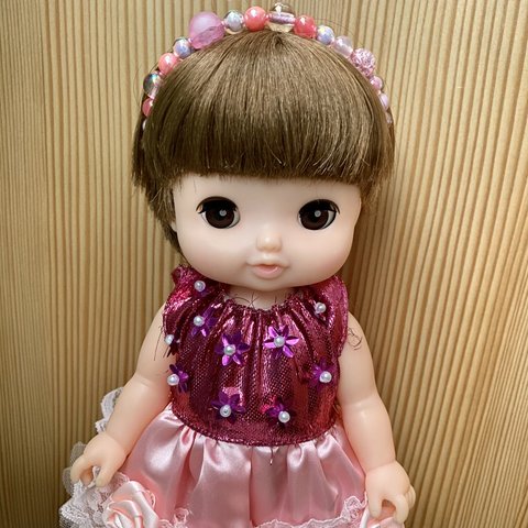 レミンちゃん　カチューシャ　お揃い　ブレスレット　アクセサリー　ピンク系　桃色　花　キャンディー　キッズ　ベビー　子供　おもちゃ　ドール　人形　オシャレ　おしゃれセット　キャンディ　おでかけ