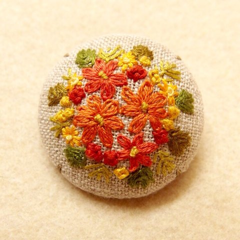 秋の花 コスモス刺繍ブローチ