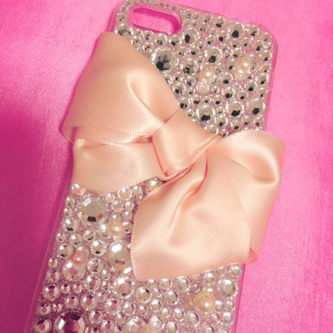peach pink♡big ribbon iPhone5case