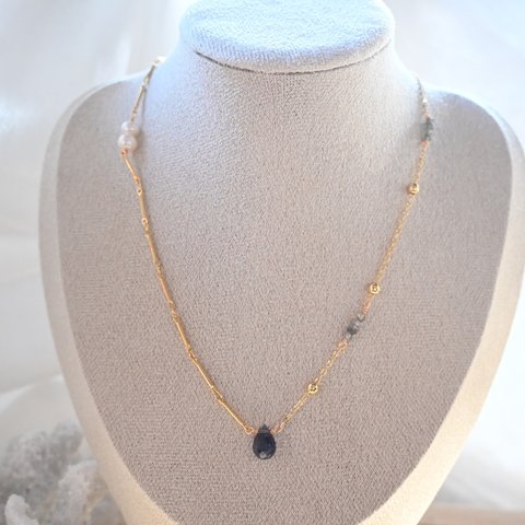 14kgf  Iolite x Tourmaline necklace bracelet