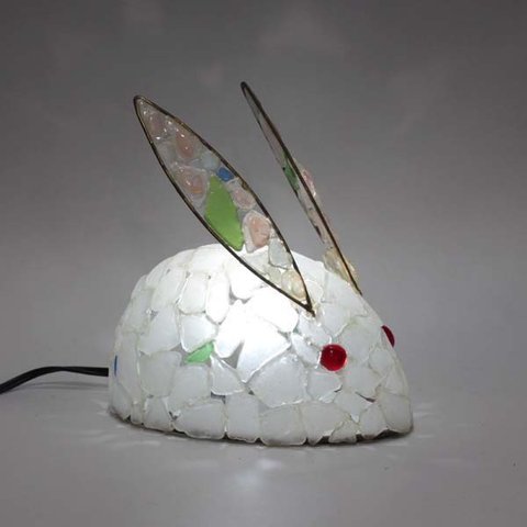 シーグラスのランプ　桜貝とうさぎのランプ-4