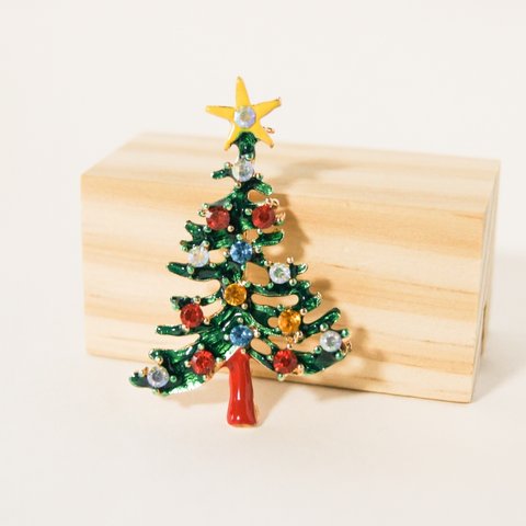 『Christmas🎄シリーズ〜　キラキラなクリスマスツリーのブローチ』帯留　クリスマス　冬