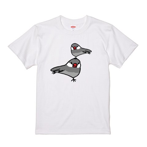 文鳥Tシャツ  「スサー文鳥」シルバー文鳥 【受注生産】