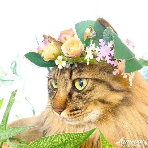 ペットねこ、犬花冠花かんむり被り物フラワークラウン