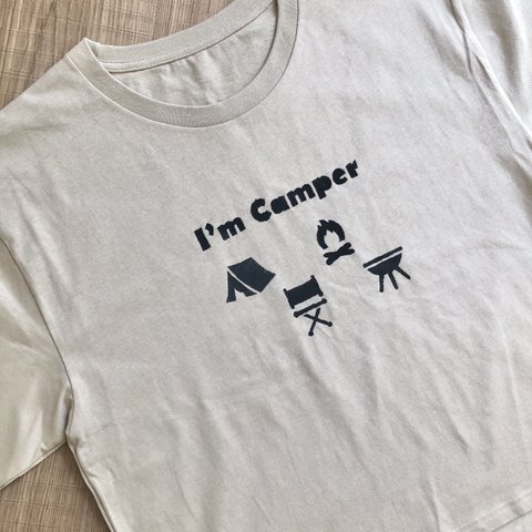 I’m Camper Tシャツ　サンドベージュ×ダークグレー