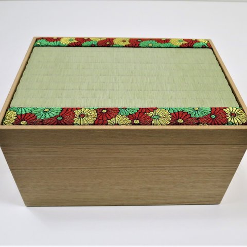 ミニ畳飾り台収納ボックス　（菊の花柄）