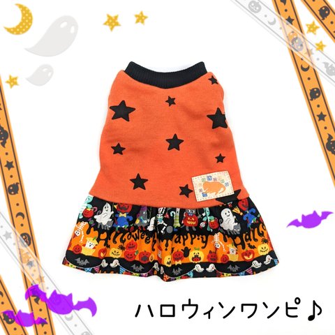 ミーアキャット用　ハロウィンワンピース（オレンジ）洋服