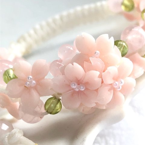 受注制作☆桜☆桜Cherry blossom garden bracelet☆春アクセサリー