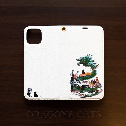 手帳型ケース 龍と猫 iPhone15Pro〜ケース各種 スマホケース