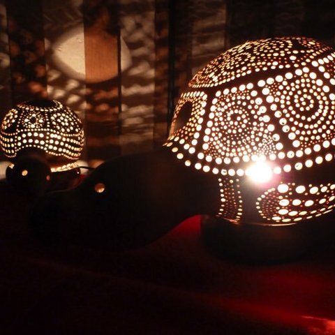 ひょうたんランプ　特大ひょうたんランプ　亀モチーフ2個セット　
