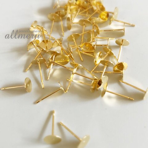 再入荷！60個set  丸皿 6mm ピアス ニッケルフリーキャッチ付き