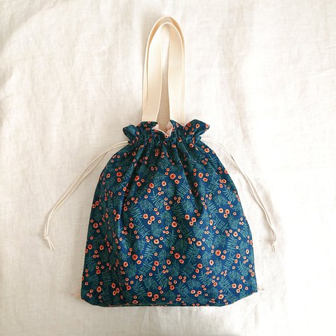 ピンクの花柄の2wayきんちゃくbag