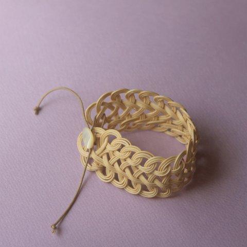 ブレスレット＿cuff link / rattan bracelet / 籐の繊細な模様が美しいブレスレット シェルボタン