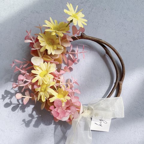 【Margaret pink eucalyptus wreath】マーガレット ピンク ユーカリ リース