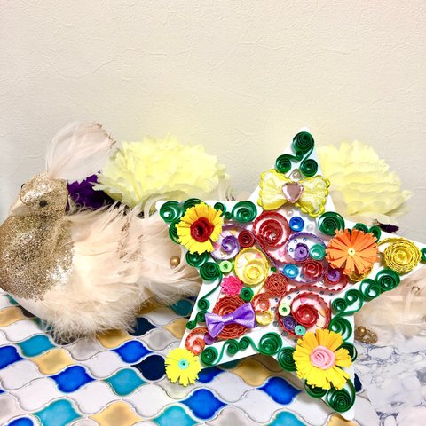 New❣️ ペーパークイリング　ハンドメイド  ウェルカムボード　スター　フラワー