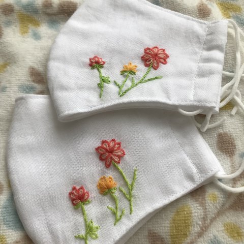 サラシの刺繍マスク