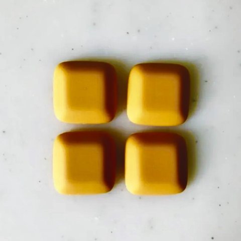 Matte Yellow Pyramid Square Cabochons