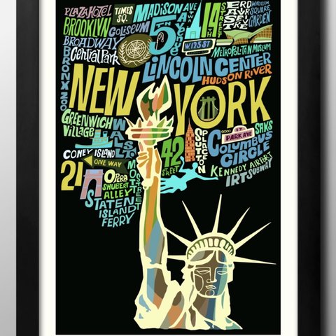 12805■A3アートポスター『ニューヨーク　アメリカ　自由の女神』絵画/イラスト/デザイン/上級マット紙採用/北欧