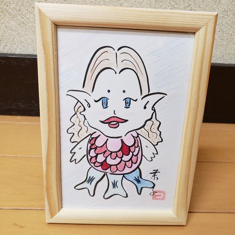 アマビエ葉書絵